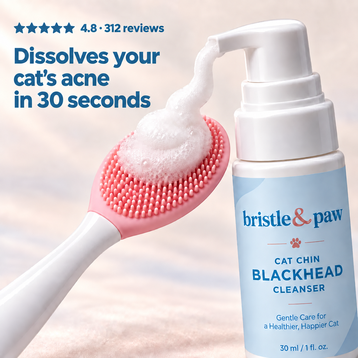 Dissolve your cat acne in 30 seconds with the Bristle & Paw kit